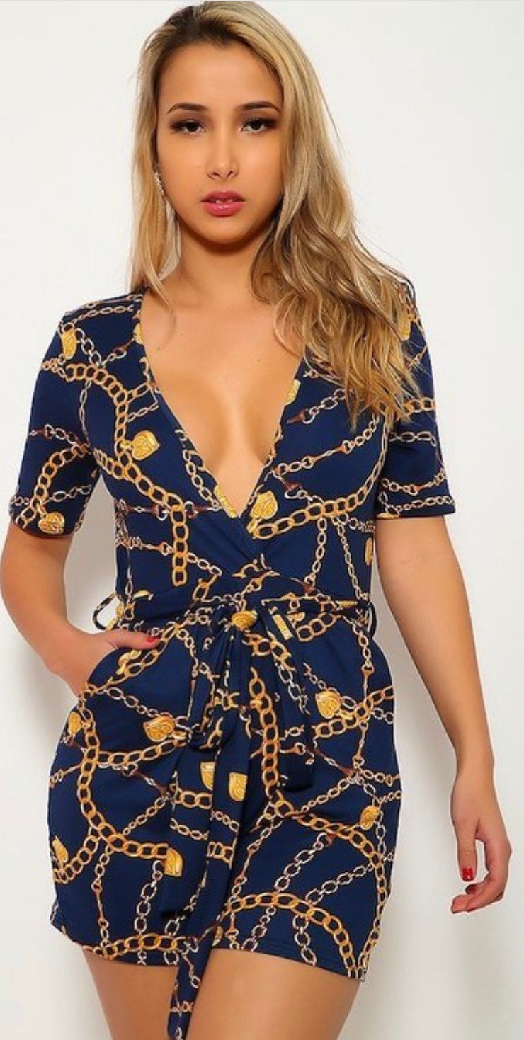 Navy Chain Romper - Foxy And Beautiful