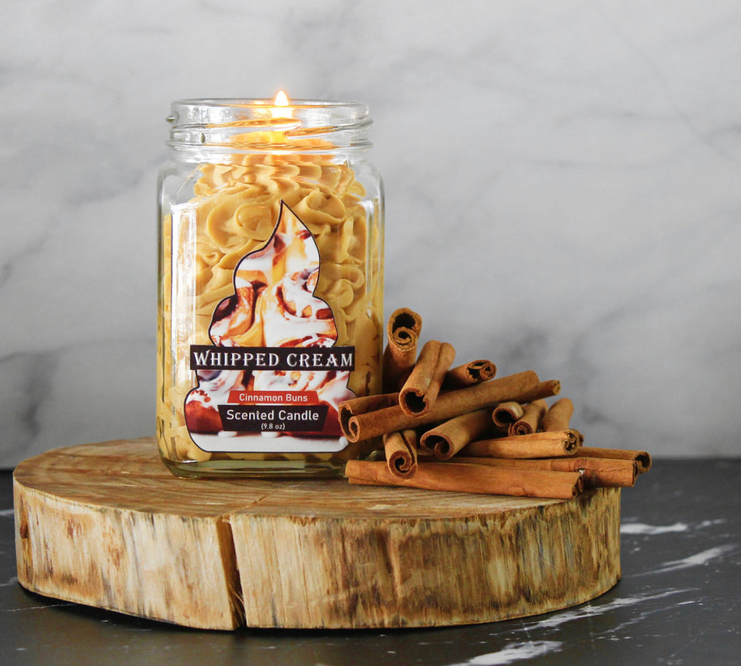 Cinnamon Buns Whipped Cream Brown Candle - Foxy And Beautiful
