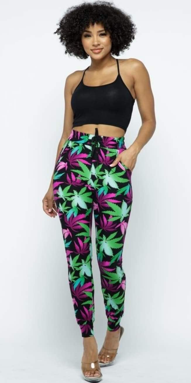 Multicolored Leaves Joggers - Foxy And Beautiful